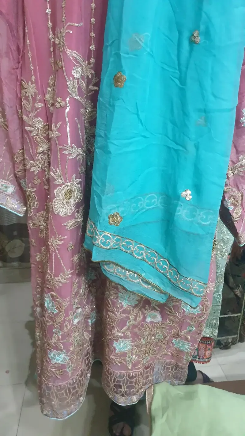 Pink Embroidered Formal Suit with Contrast Dupatta
