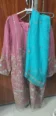 Pink Embroidered Formal Suit with Contrast Dupatta