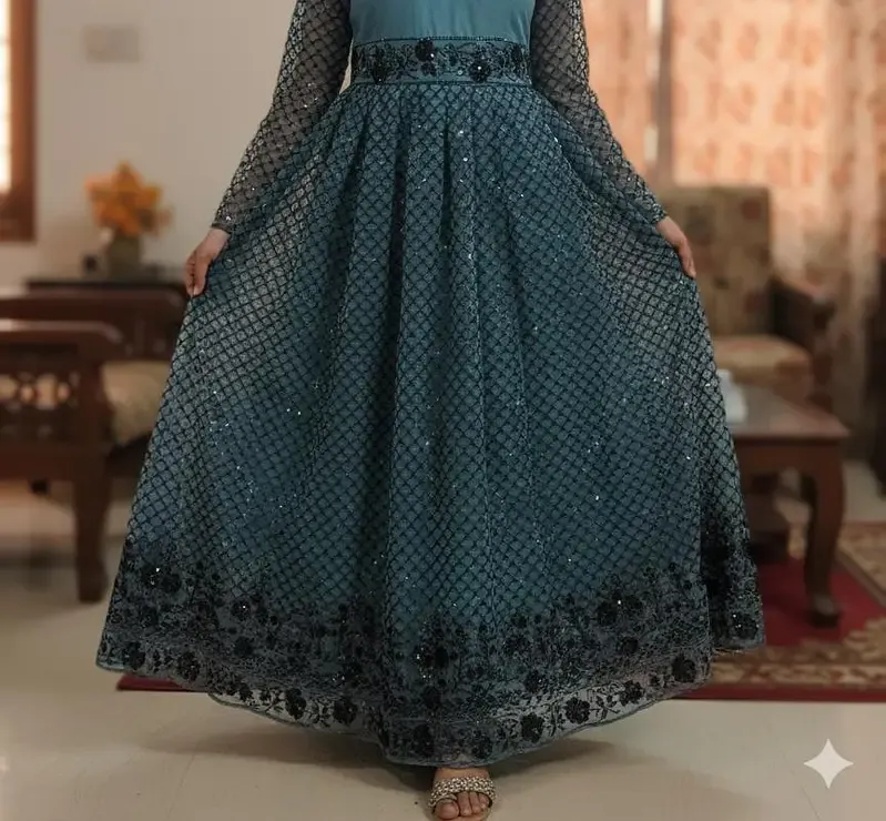 Formal party wear maxi with lining ready to wear