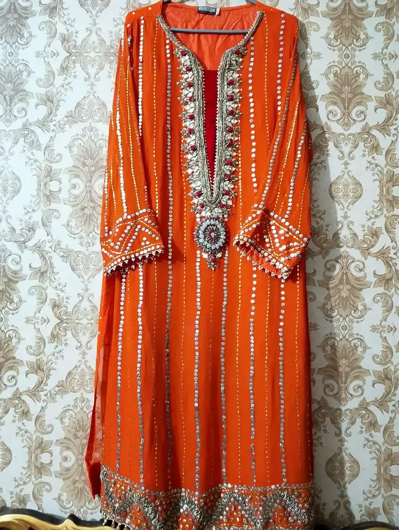 party wear dress with kora dabka work khudabaksh brand