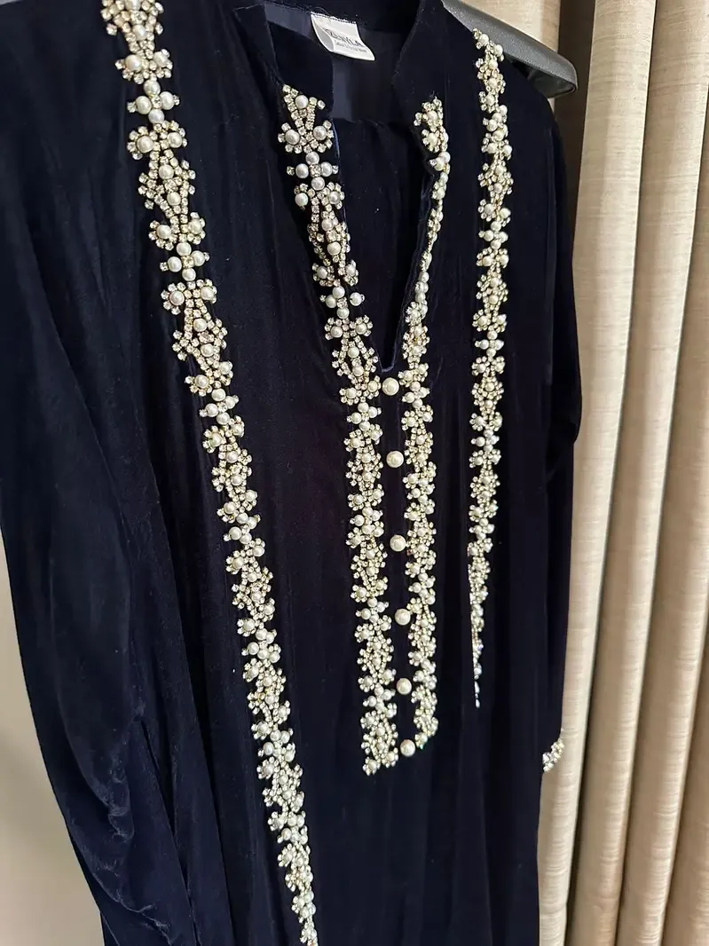 Black Velvet Dress with Heavy Embellished Work For Party and Wedding