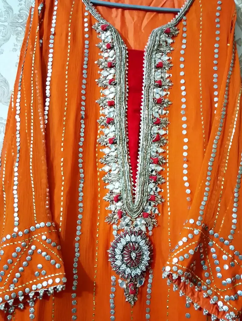 party wear dress with kora dabka work khudabaksh brand
