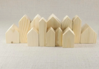 Wooden Mini Houses Set – Different Sizes | Unfinished Wooden Craft Houses for Painting