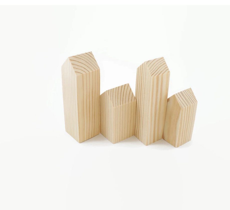 Wooden Mini Houses Set – Different Sizes | Unfinished Wooden Craft Houses for Painting